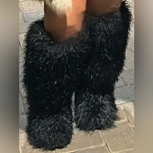 Faux Fur Black Fluffy Women's Boots